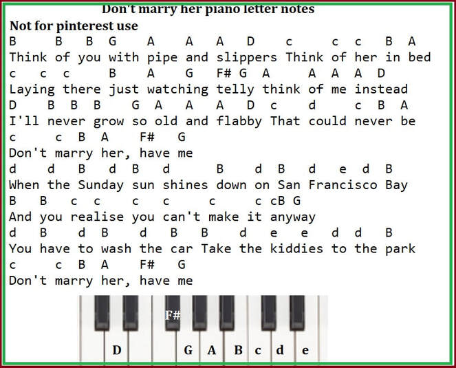 Dont marry her piano keyboard / accordion letter notes