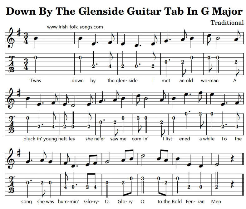 Down by the glenside guitar tab in G Major