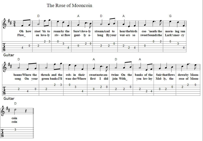 Guitar tab for The Rose Of Mooncoin