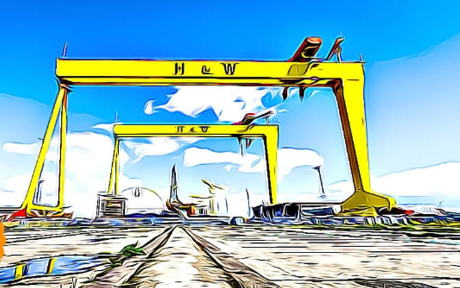 Harland And Wolff cranes Belfast cartoon