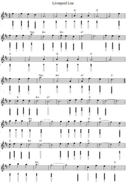 Liverpool Lou sheet music notes for Tin Whistle