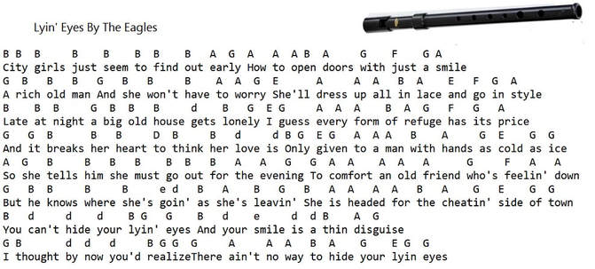 Lyin' Eyes Tin Whistle Letter Notes