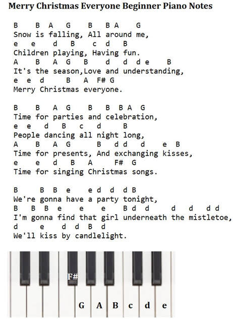 Merry Christmas Everyone beginner piano notes