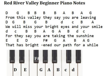 Red river valley beginner piano notes