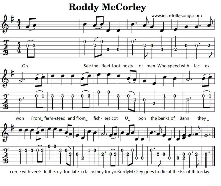 Roddy McCorley guitar tab