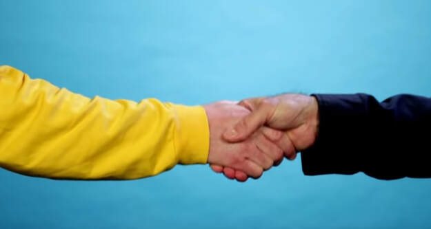 Shaking hands , the proper way to give your hand