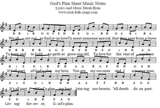 God S Plan Lyrics Chords And Sheet Music By Derek Ryan Irish Folk Songs