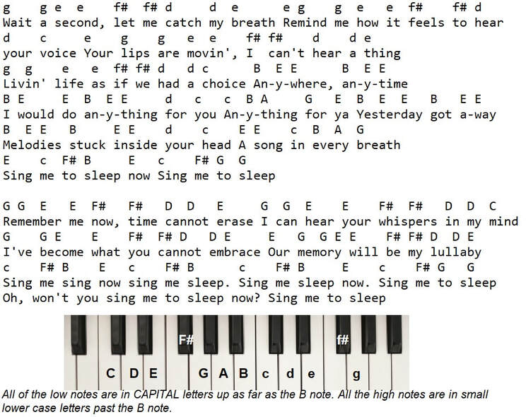Sing Me To Sleep Piano And Flute Letter Notes 