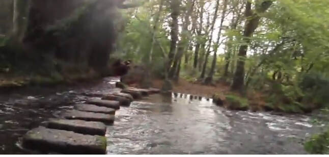 Large cut stepping stones on a fast flowing river