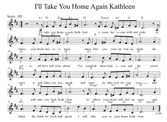 Tae you home kathleen sheet music