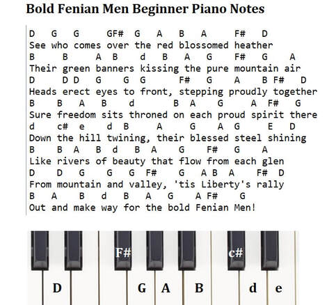 The bold fenian men beginner piano notes
