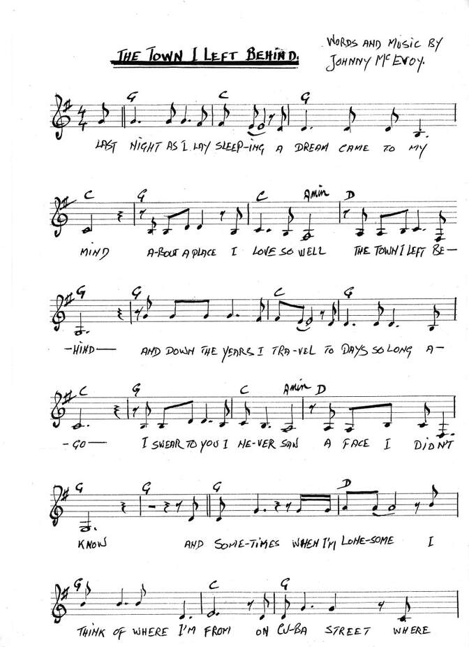 sheet music for the town i left behind by Johnny McEvoy