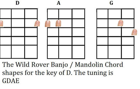 The wild rover banjo / mandolin chords shapes