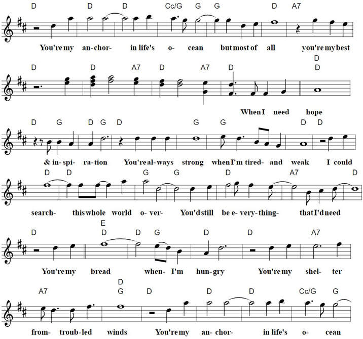 Your my best friend piano sheet music with chords in D
