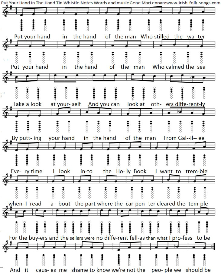 Put your hand in the hand of the man free sheet music tab