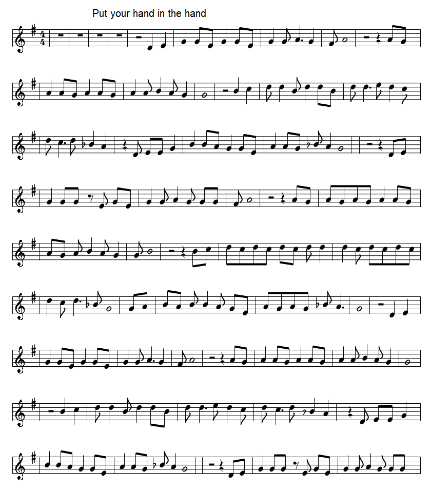 Put your hand in the hand of the man piano sheet music in G Major