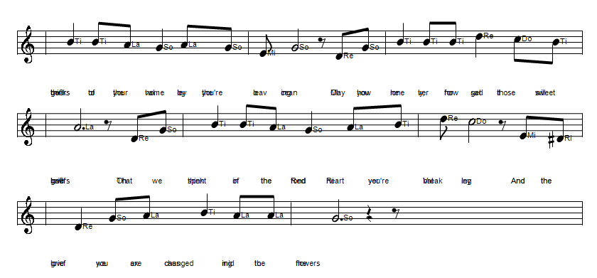 Red river valley easy sheet music Solfege notes part 2