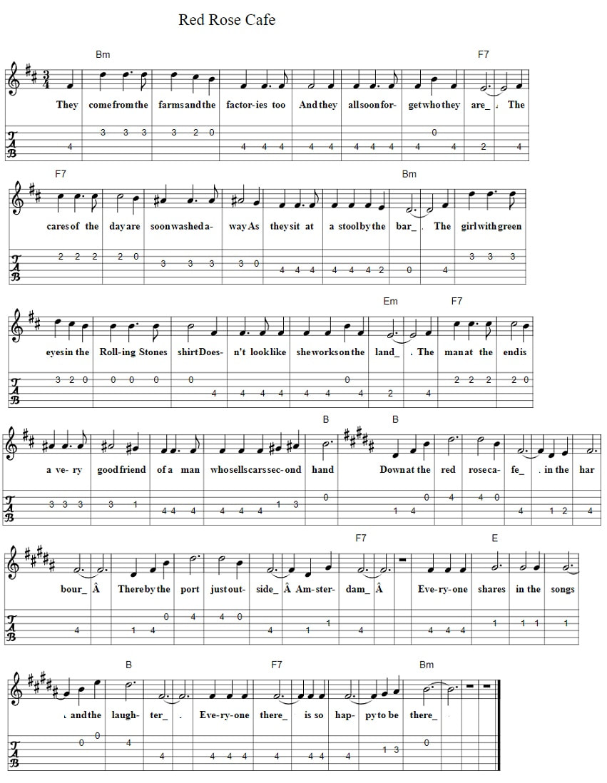 Red rose cafe guitar chords and tab