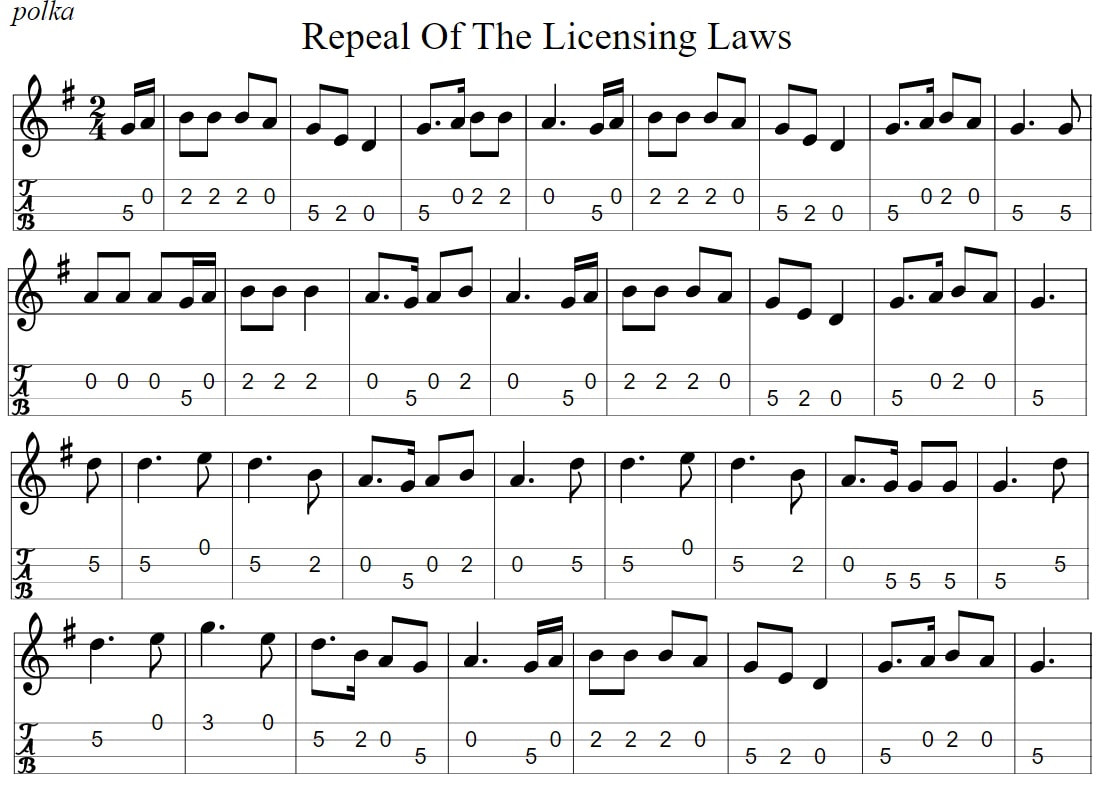 repeal-of-the-licensing laws banjo tab by the pogues