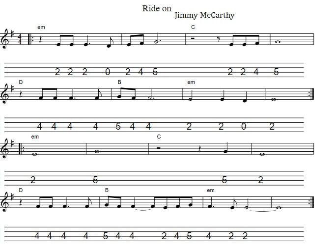 Ride on mandolin / banjo tab by Christy Moore in G Major