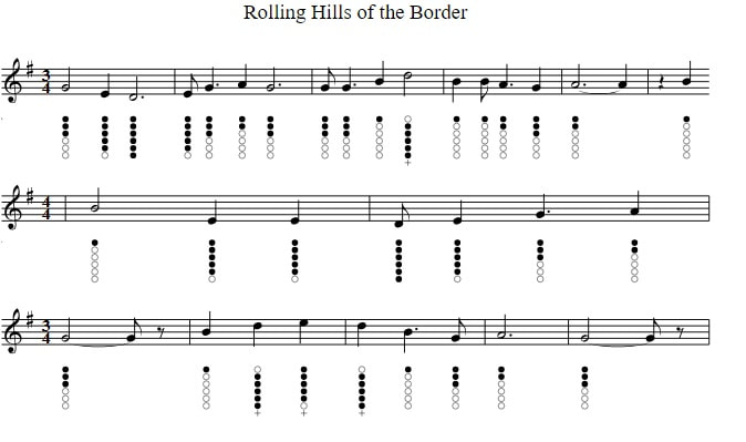 Rolling hills of the border sheet music notes