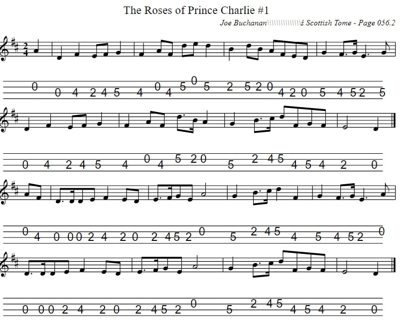 Roses of Prince Charlie Mandolin 4 String Banjo Tab
