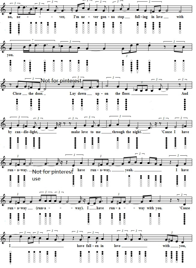 Runaway The Corrs Tin Whistle Sheet Music Notes verse two