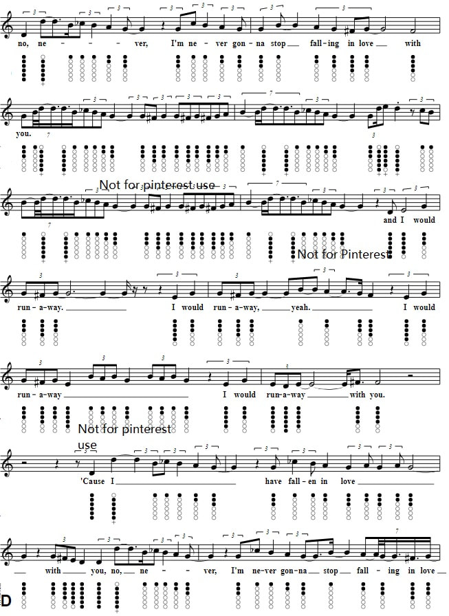 Runaway The Corrs Tin Whistle Sheet Music Notes verse three