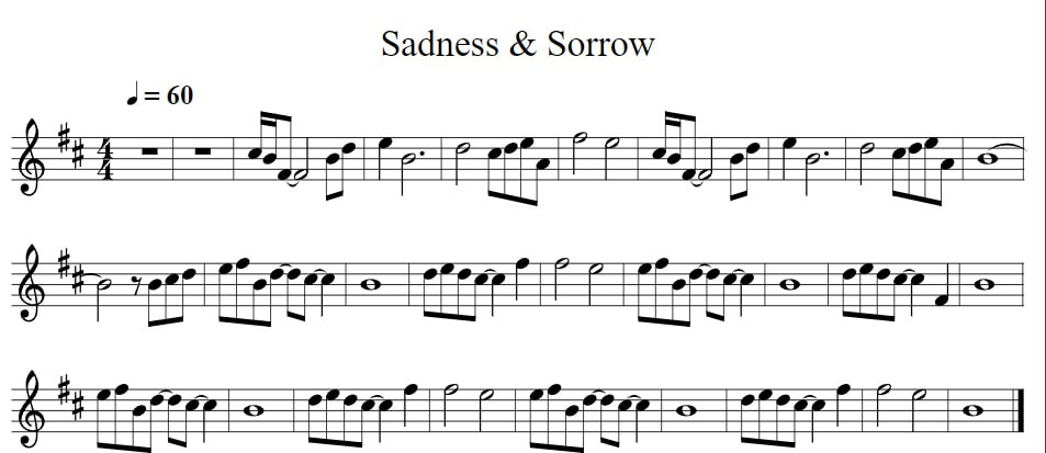 Sadness And Sorrow Easy Sheet Music 