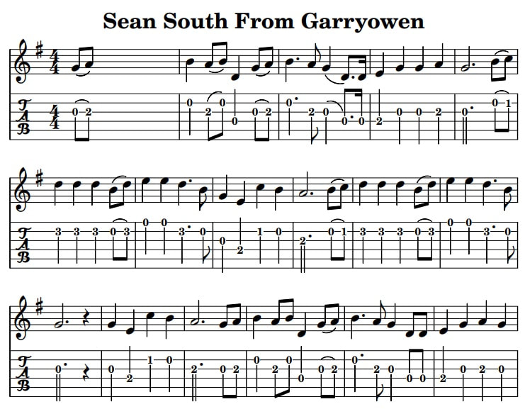 Sean South from Garryowen guitar tab