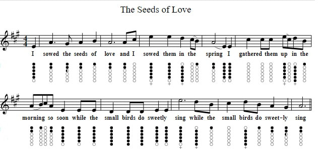 The seeds of love tin whistle sheet music by The Clancy Brothers