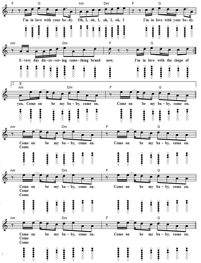 Shape Of You Easy Sheet Music And Tin Whistle Letter Notes verse three