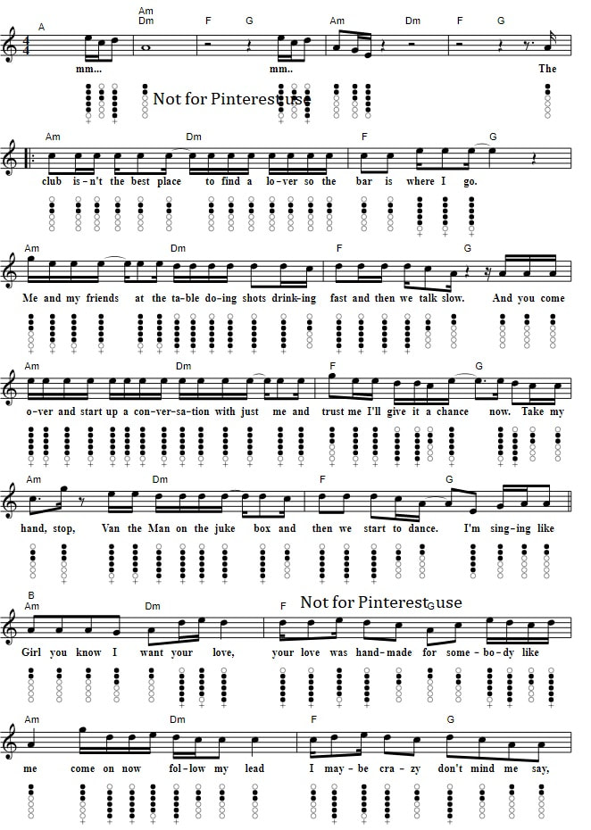 Shape Of You Easy Sheet Music And Tin Whistle Letter Notes