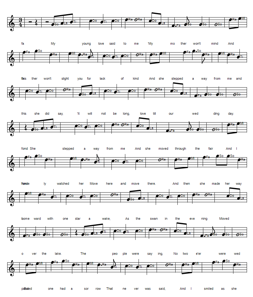 She moved through the fair solfege piano sheet music notes