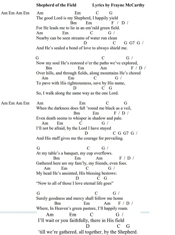Shephard of the field lyrics