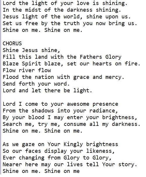 Shine Jesus Shine song lyrics