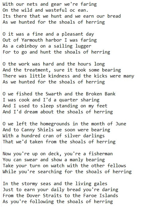 Shoals of herring song lyrics
