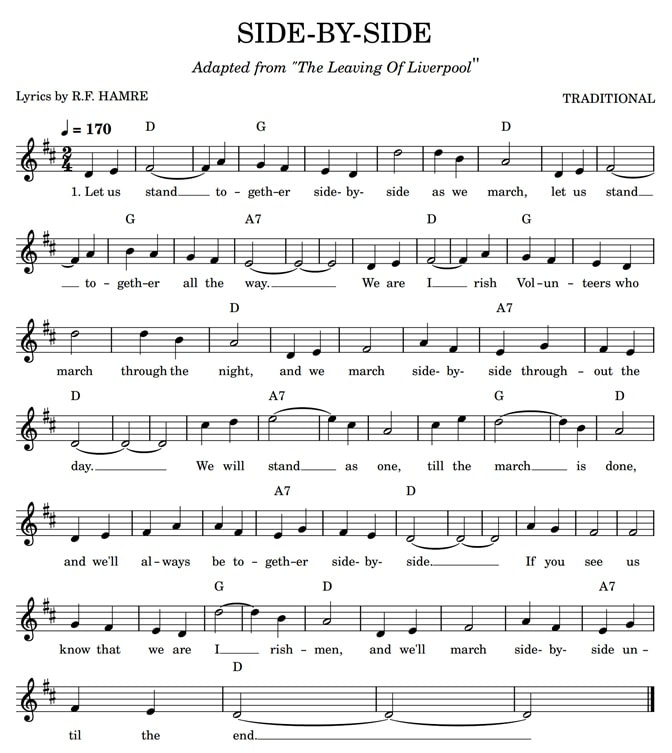 Irish rebel song Sheet music for side by side 