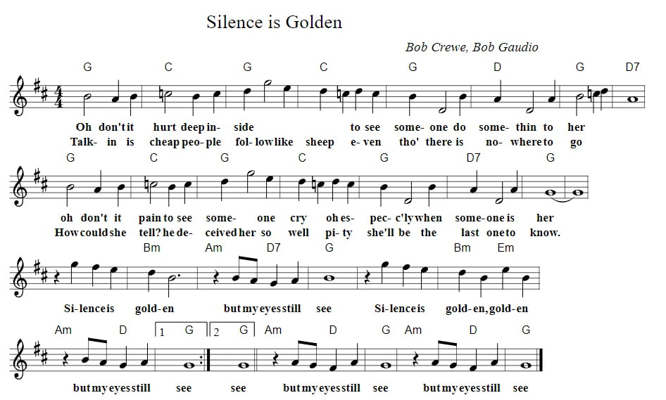 Silence is golden piano chords