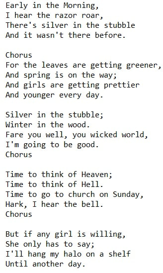 Silver on the stubble song lyrics