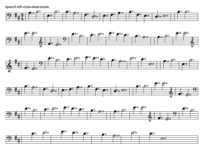 Viola sheet music for Spancil Hill song