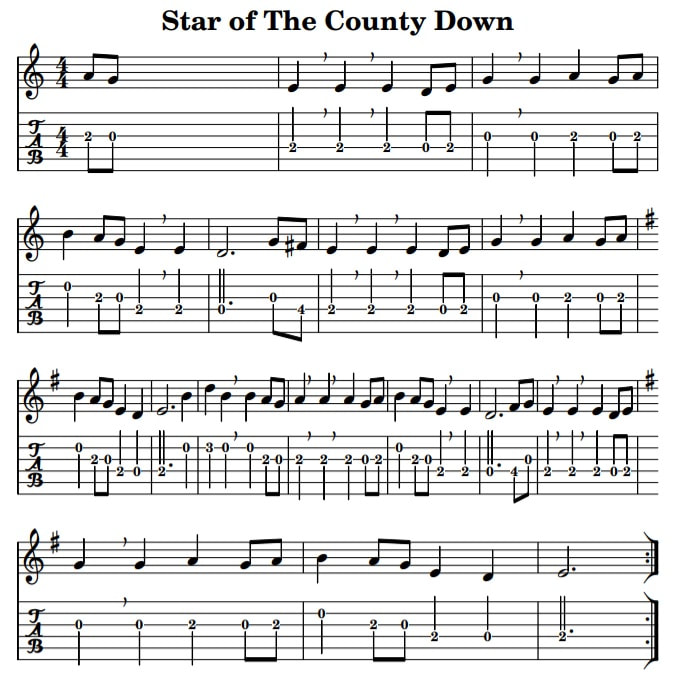 The star of the county Down guitar tab