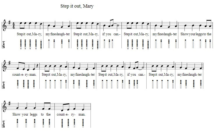 Step it out Mary tin whistle tab