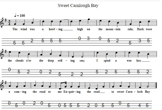 Sweet Carnlough Bay mandolin sheet music tab