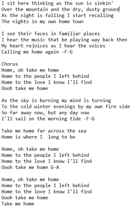 Take me home lyrics by Celtic Thunder