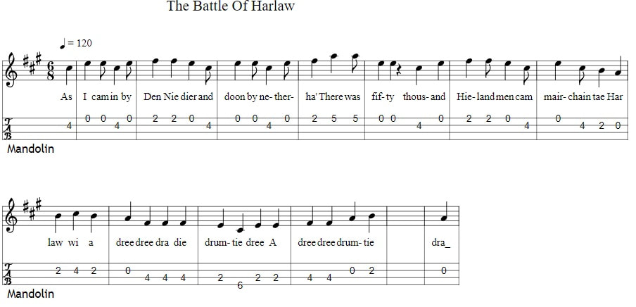 The battle of Harlaw mandolin tab
