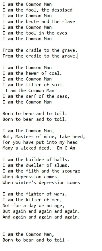 The battlefield band lyrics I Am The Common Man