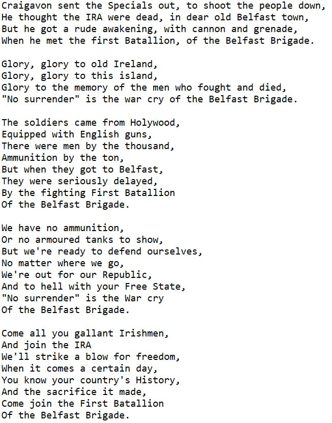 The Belfast brigade lyrics