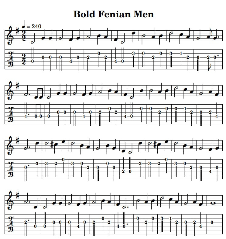 The bold fenian men guitar tab