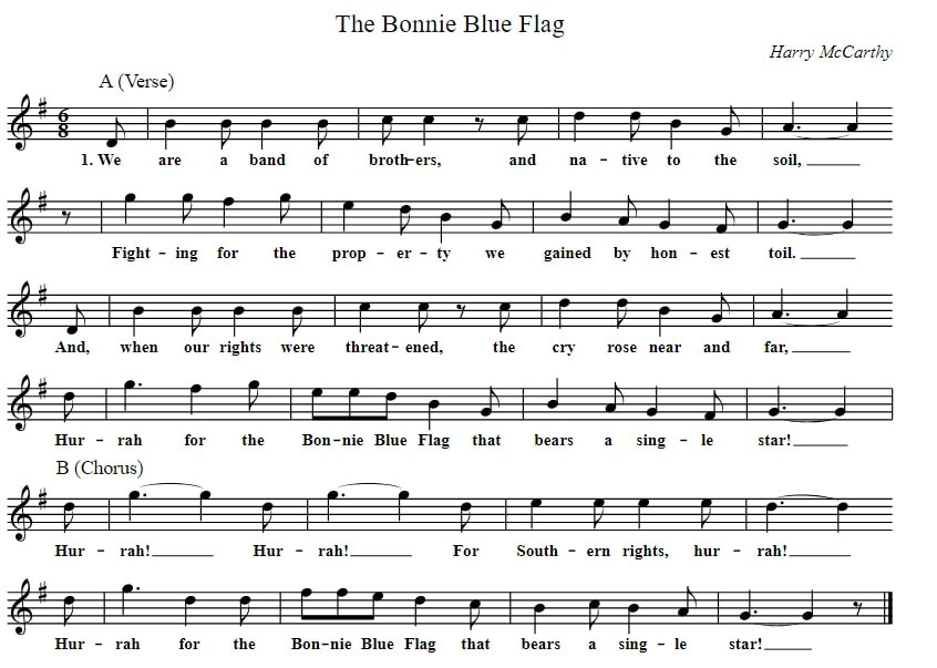 The bonnie blue flag sheet music in G Major